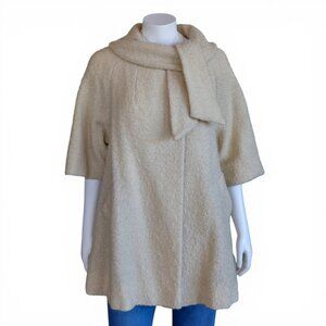 Vintage 1950s LILLI ANN Paris Ivory Poodle Bouclé Swing Coat with Ascot Collar